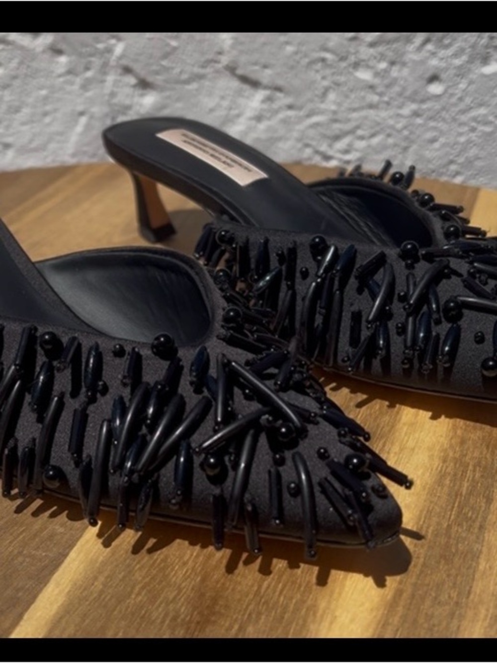 NWOB $129 Antonio Melani x Elizabeth Damrich Babe Satin Beaded Mules Size 5.5M - Picture 4 of 5